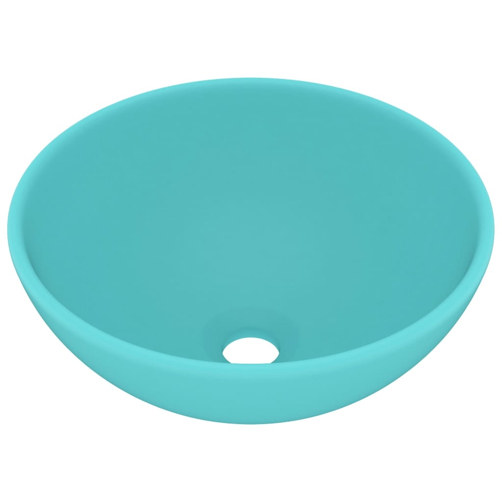 VidaXL Wastafel rond 32,5x14 cm keramiek mat lichtgroen