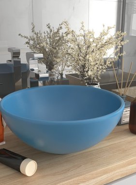 VidaXL Wastafel rond 32,5x14 cm keramiek mat lichtblauw