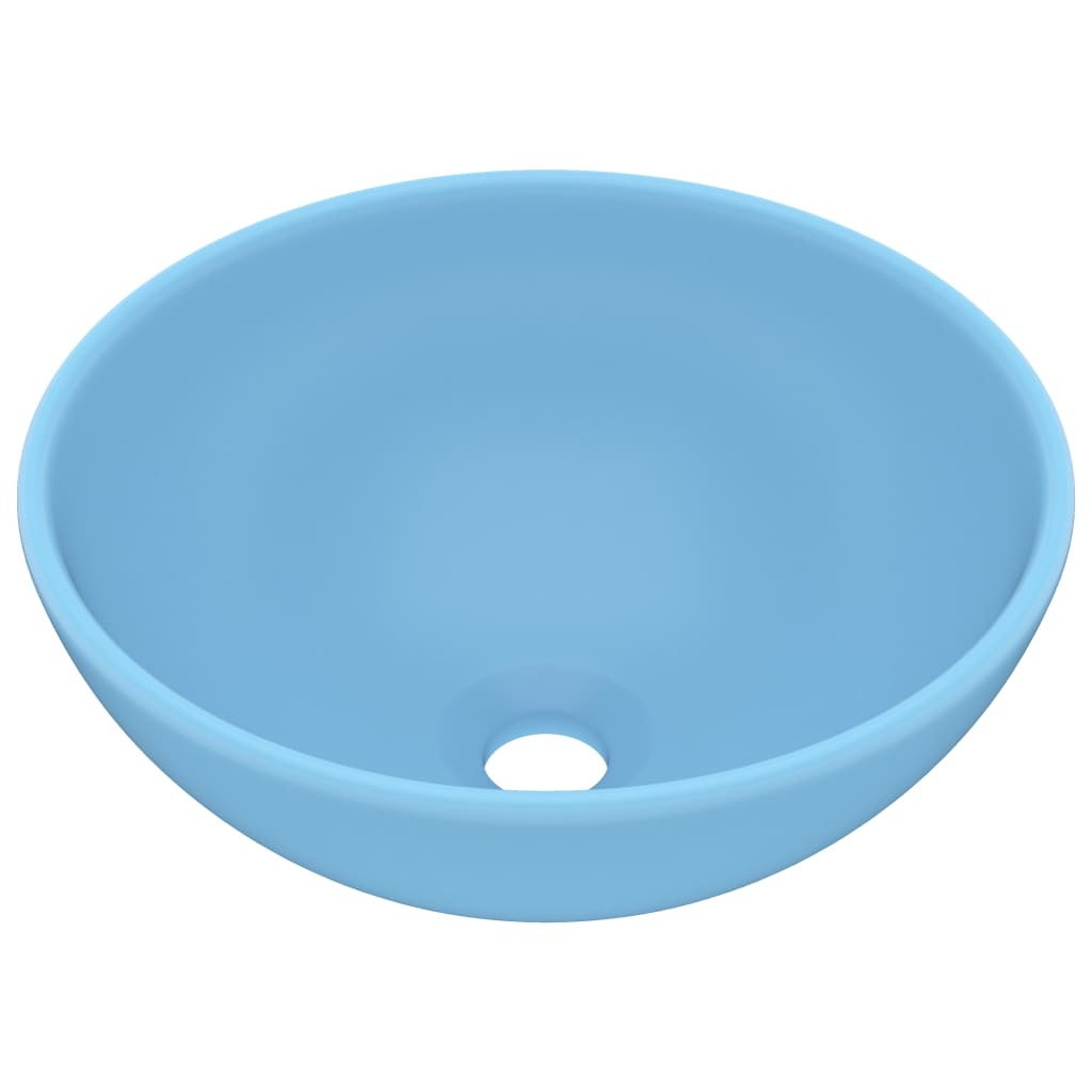 VidaXL Wastafel rond 32,5x14 cm keramiek mat lichtblauw