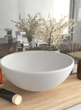 VidaXL Wastafel rond 32,5x14 cm keramiek matwit