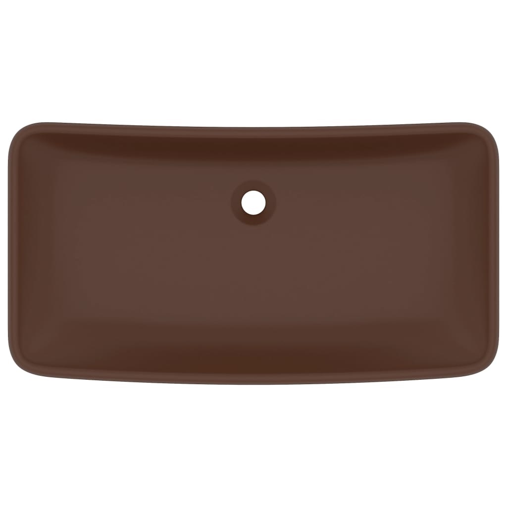VidaXL Wastafel rechthoekig 71x38 cm keramiek mat donkerbruin