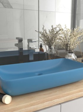 VidaXL Wastafel rechthoekig 71x38 cm keramiek mat lichtblauw