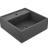 VidaXL Wastafel met overloop vierkant 41x41cm keramiek mat donkergrijs