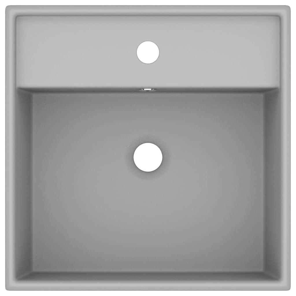 VidaXL Wastafel met overloop vierkant 41x41cm keramiek mat donkergrijs
