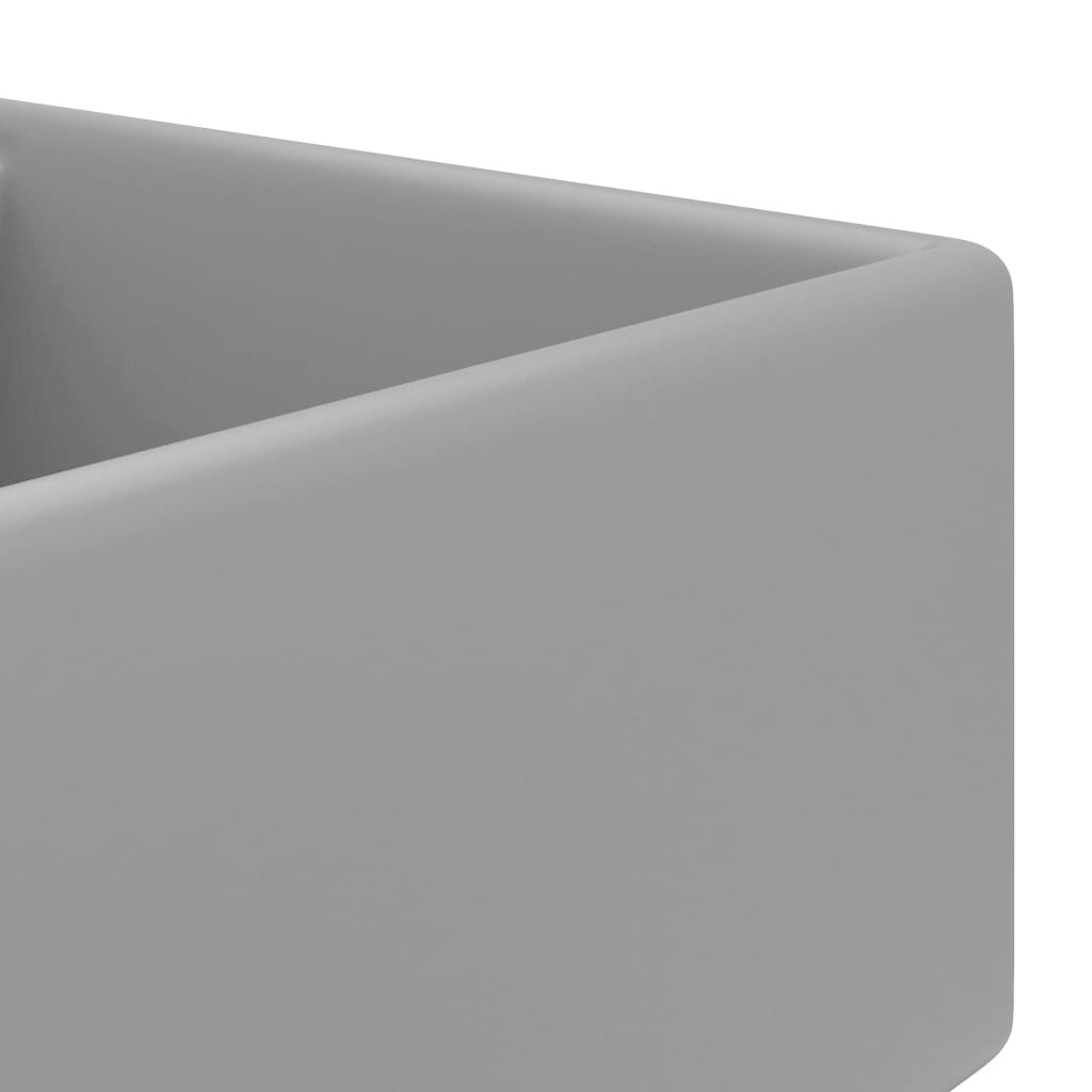 VidaXL Wastafel met overloop vierkant 41x41cm keramiek mat donkergrijs