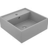 VidaXL Wastafel met overloop vierkant 41x41 cm keramiek mat lichtgrijs