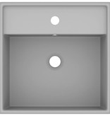 VidaXL Wastafel met overloop vierkant 41x41 cm keramiek mat lichtgrijs