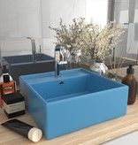VidaXL Wastafel met overloop vierkant 41x41 cm keramiek mat lichtblauw