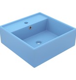 VidaXL Wastafel met overloop vierkant 41x41 cm keramiek mat lichtblauw