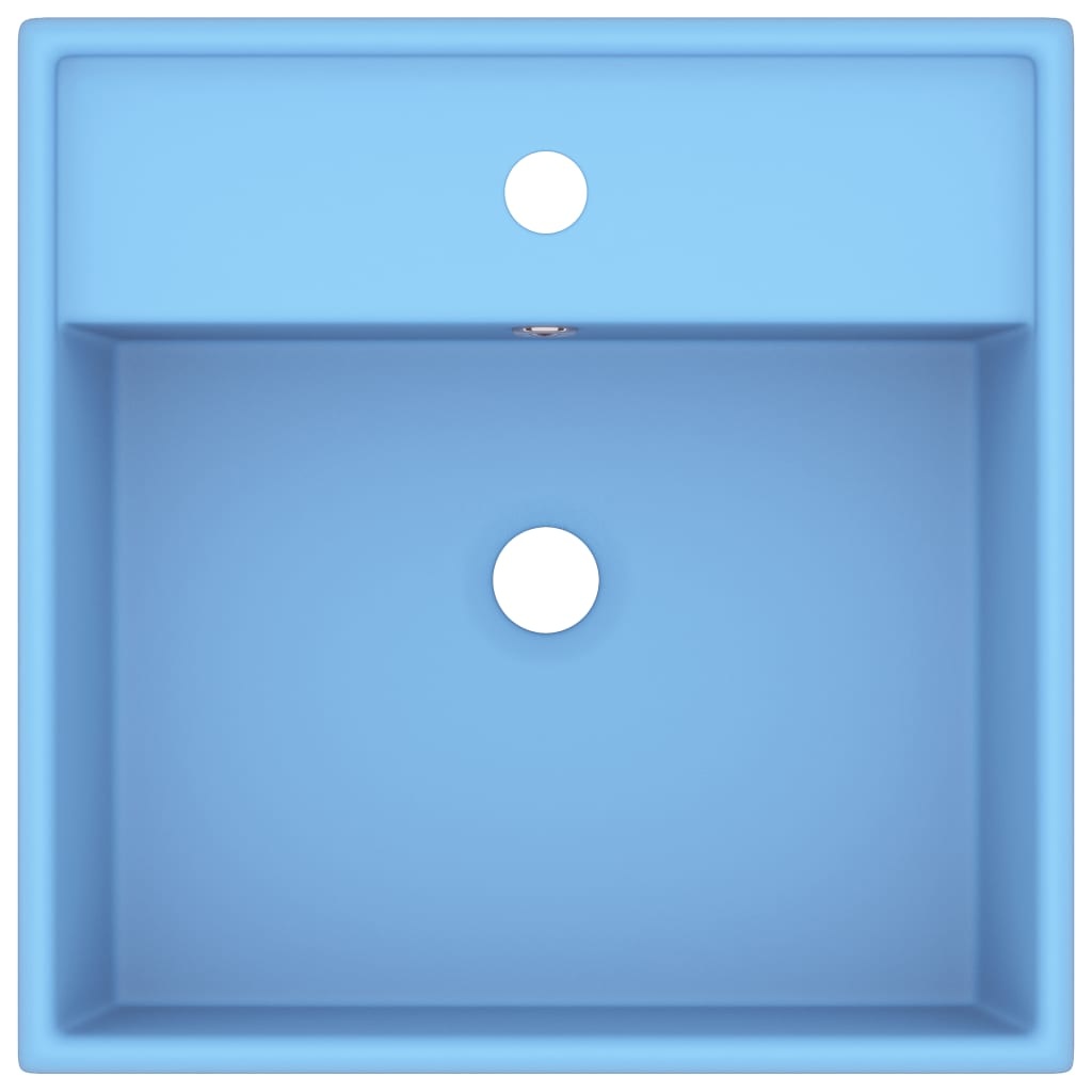 VidaXL Wastafel met overloop vierkant 41x41 cm keramiek mat lichtblauw