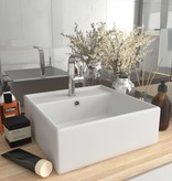 VidaXL Wastafel met overloop vierkant 41x41 cm keramiek matwit
