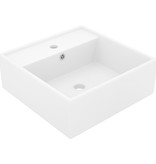 VidaXL Wastafel met overloop vierkant 41x41 cm keramiek matwit