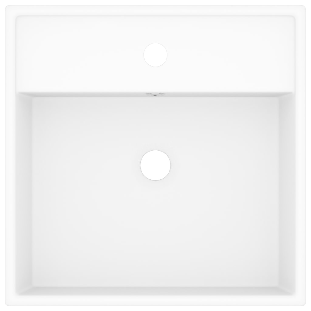 VidaXL Wastafel met overloop vierkant 41x41 cm keramiek matwit