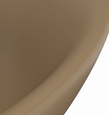 vidaXL Wastafel met overloop ovaal 58,5x39 cm keramiek mat crème