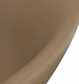 VidaXL Wastafel met overloop ovaal 58,5x39 cm keramiek mat crème
