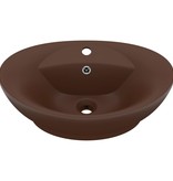 VidaXL Wastafel met overloop ovaal 58,5x39 cm keramiek mat donkerbruin