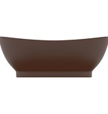 VidaXL Wastafel met overloop ovaal 58,5x39 cm keramiek mat donkerbruin