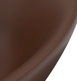 VidaXL Wastafel met overloop ovaal 58,5x39 cm keramiek mat donkerbruin