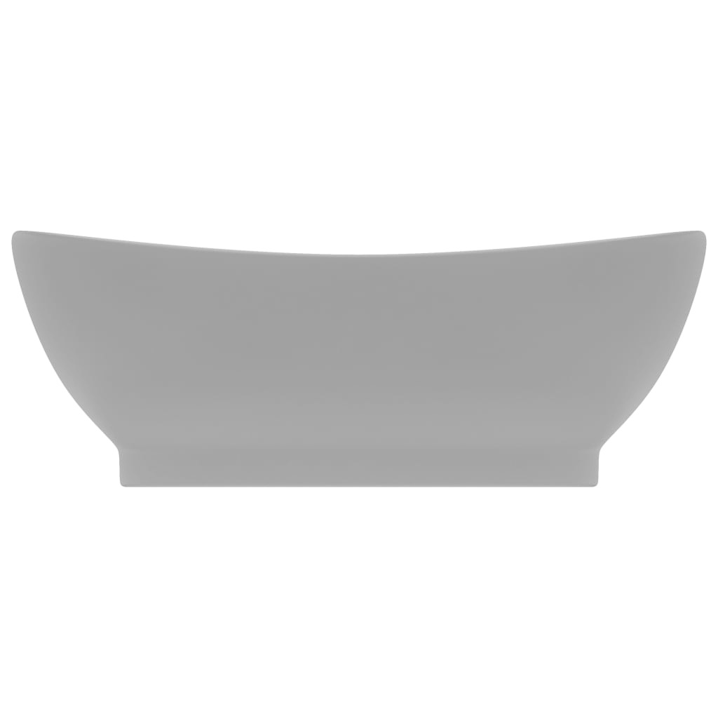 VidaXL Wastafel met overloop ovaal 58,5x39 cm keramiek mat donkergrijs