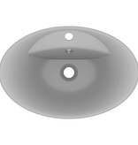 VidaXL Wastafel met overloop ovaal 58,5x39 cm keramiek mat donkergrijs