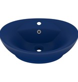 VidaXL Wastafel met overloop ovaal 58,5x39 cm keramiek mat donkerblauw