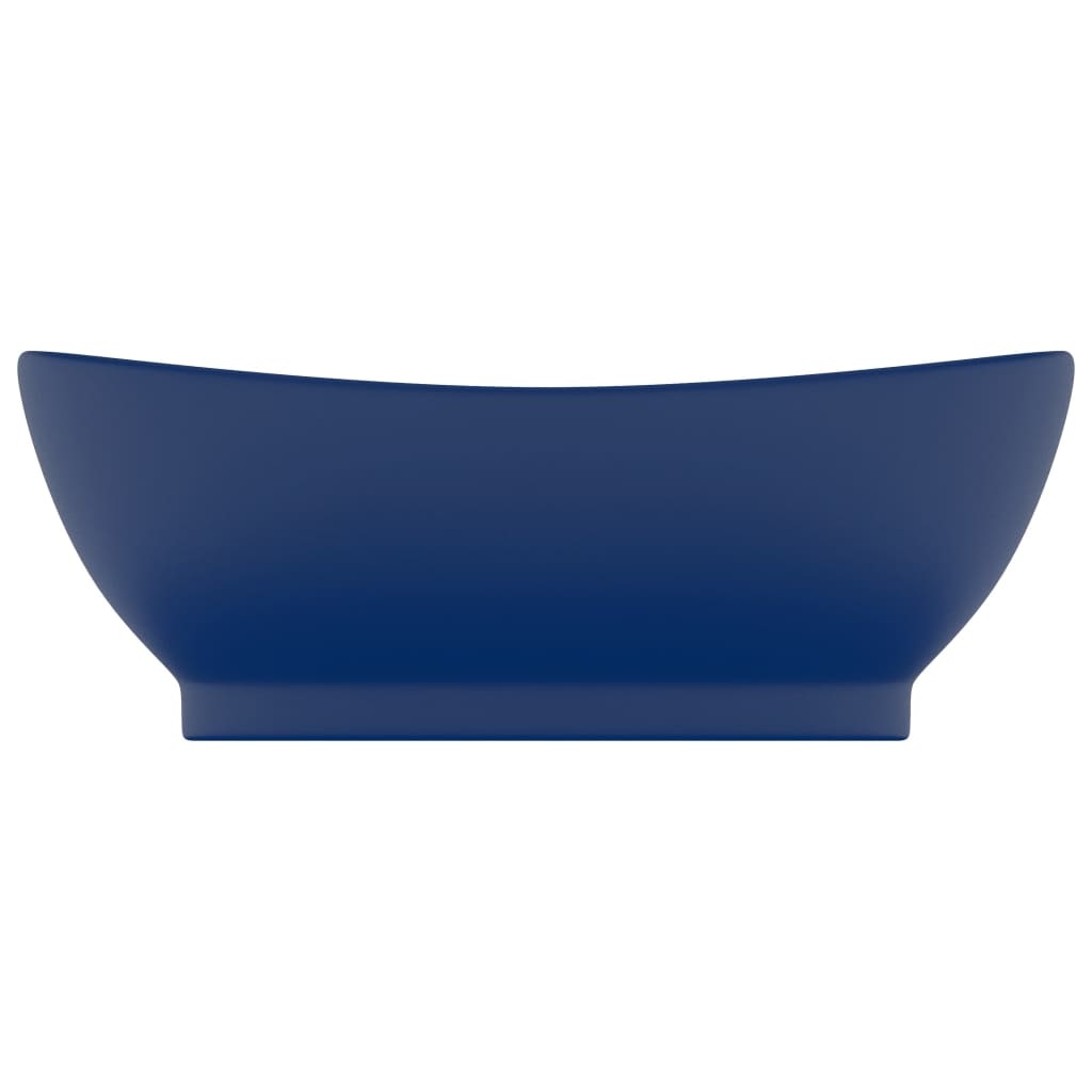 VidaXL Wastafel met overloop ovaal 58,5x39 cm keramiek mat donkerblauw