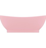 vidaXL Wastafel met overloop ovaal 58,5x39 cm keramiek mat roze