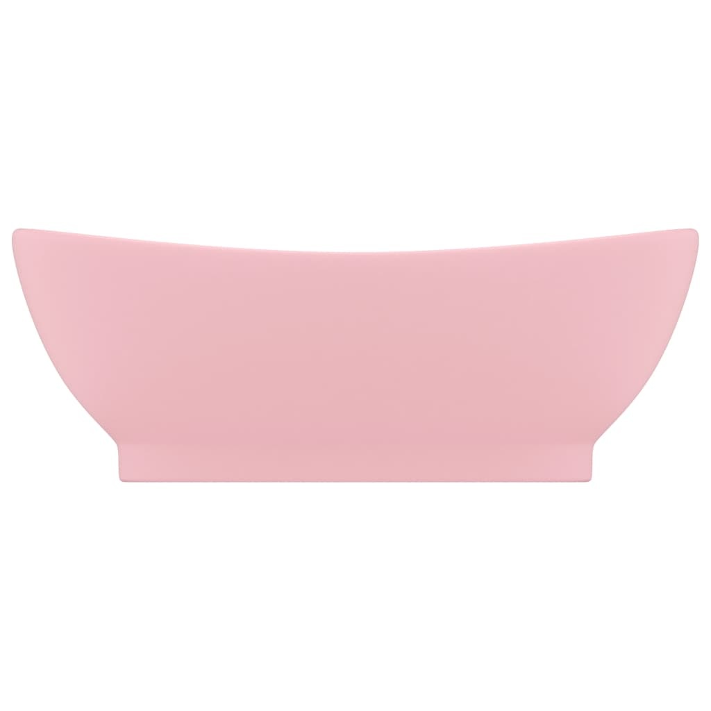 VidaXL Wastafel met overloop ovaal 58,5x39 cm keramiek mat roze