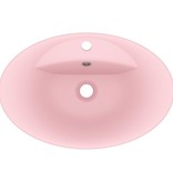 VidaXL Wastafel met overloop ovaal 58,5x39 cm keramiek mat roze