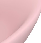 VidaXL Wastafel met overloop ovaal 58,5x39 cm keramiek mat roze