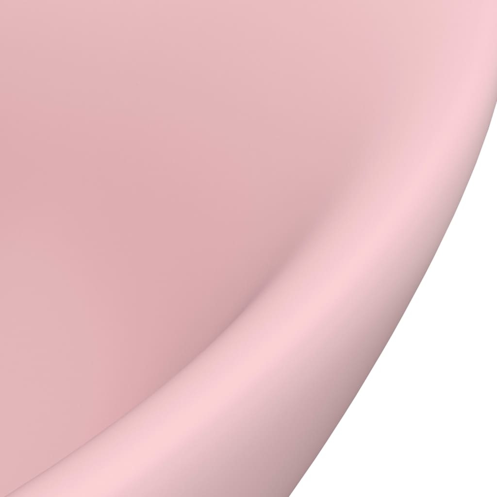 vidaXL Wastafel met overloop ovaal 58,5x39 cm keramiek mat roze