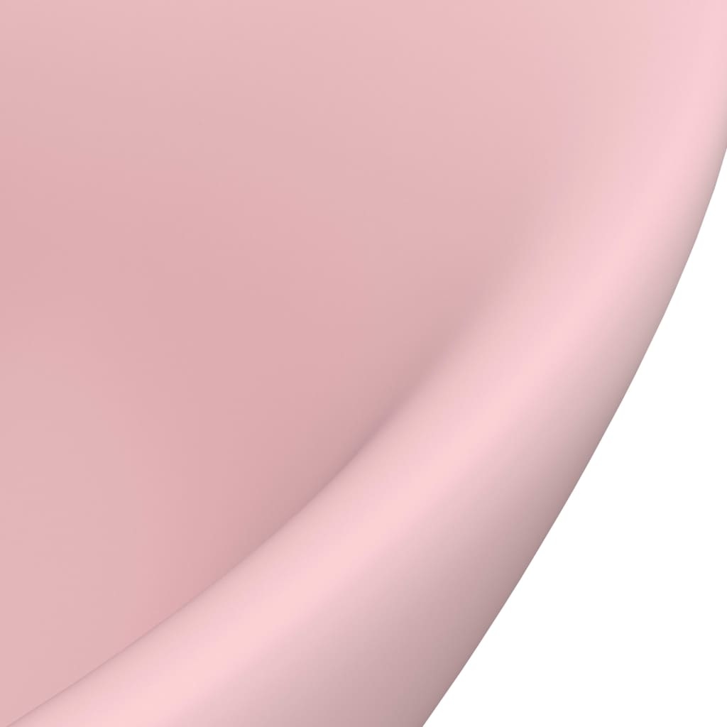 VidaXL Wastafel met overloop ovaal 58,5x39 cm keramiek mat roze