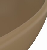 vidaXL Wastafel ovaal 40x33 cm keramiek mat crème