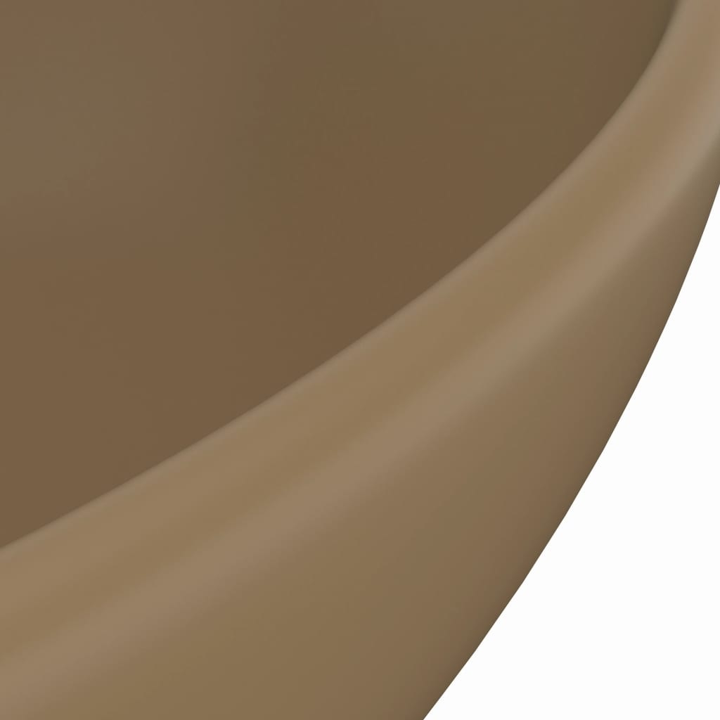 vidaXL Wastafel ovaal 40x33 cm keramiek mat crème