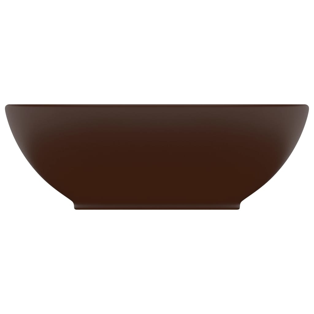 VidaXL Wastafel ovaal 40x33 cm keramiek mat donkerbruin