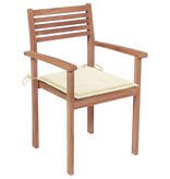 VidaXL Tuinstoelen stapelbaar 6 st met kussens massief teakhout
