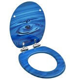 vidaXL Toiletbril met soft-close deksel waterdruppel MDF blauw