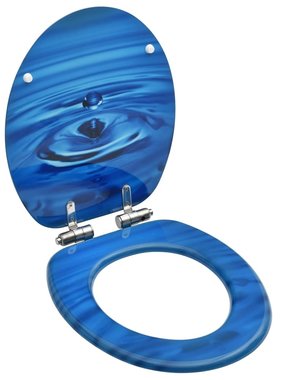 VidaXL Toiletbril met soft-close deksel waterdruppel MDF blauw