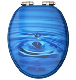 VidaXL Toiletbril met soft-close deksel waterdruppel MDF blauw
