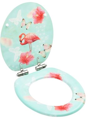 vidaXL Toiletbril met soft-close deksel flamingo MDF