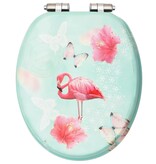 vidaXL Toiletbril met soft-close deksel flamingo MDF
