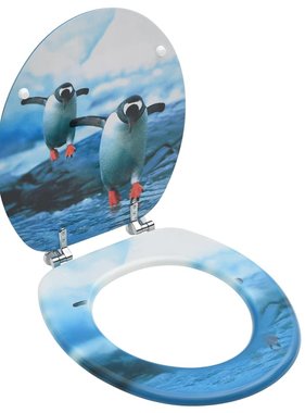 vidaXL Toiletbril met deksel pinguïn MDF