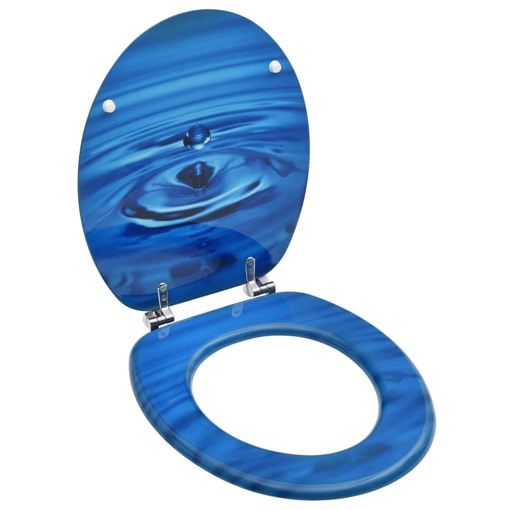 VidaXL Toiletbril met deksel waterdruppel MDF blauw