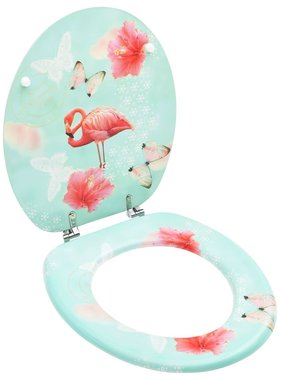 vidaXL Toiletbril met deksel flamingo MDF