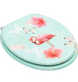 vidaXL Toiletbril met deksel flamingo MDF