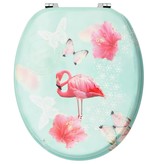 vidaXL Toiletbril met deksel flamingo MDF