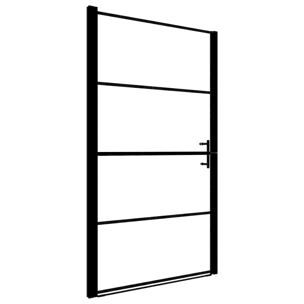 VidaXL Douchedeur mat 91x195 cm gehard glas zwart