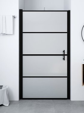 VidaXL Douchedeur mat 81x195 cm gehard glas zwart