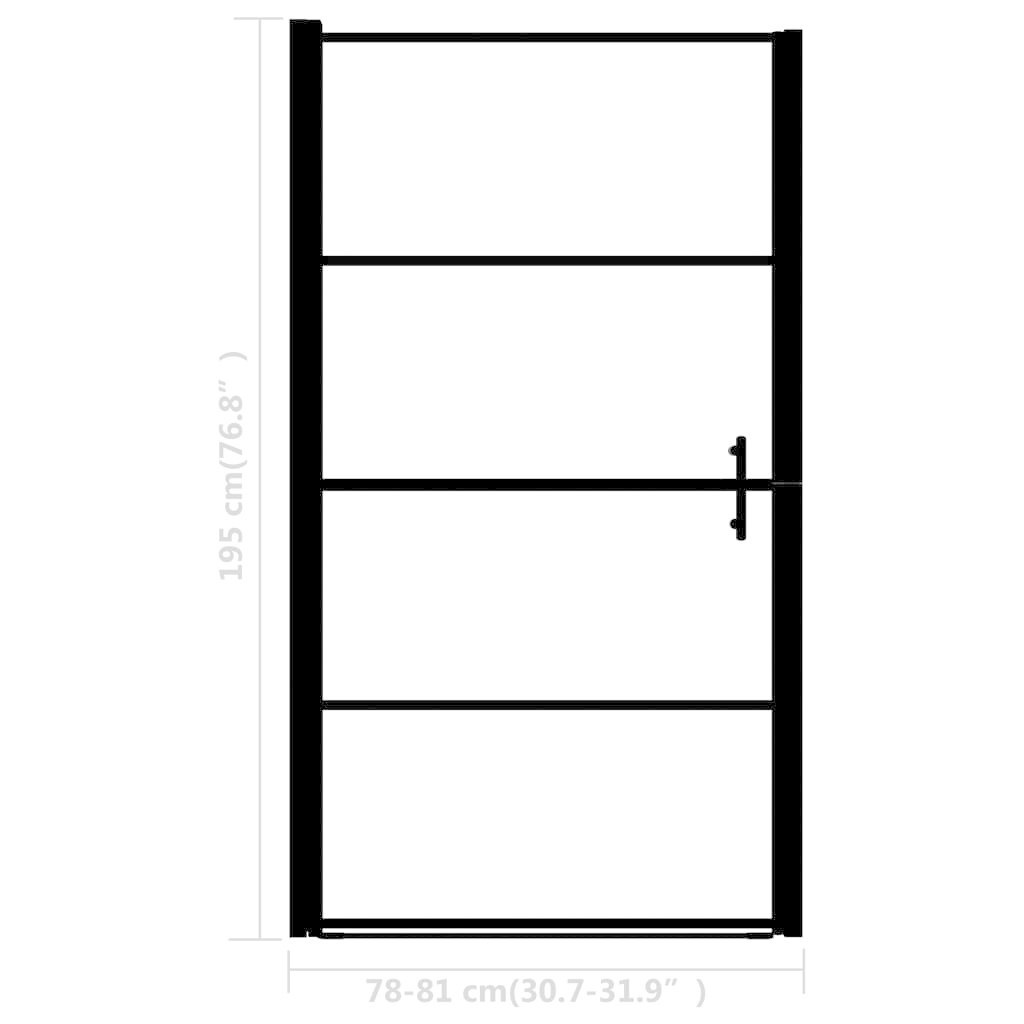 VidaXL Douchedeur mat 81x195 cm gehard glas zwart