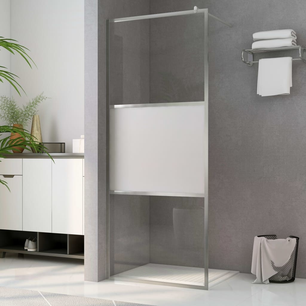 VidaXL Inloopdouchewand halfmat 115x195 cm ESG-glas